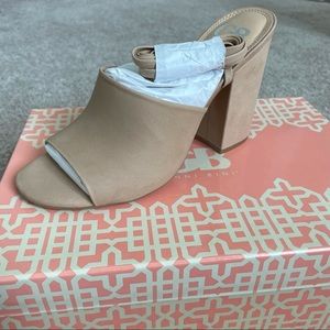 Gianni Bini Ankle Wrap Block Heel Mules